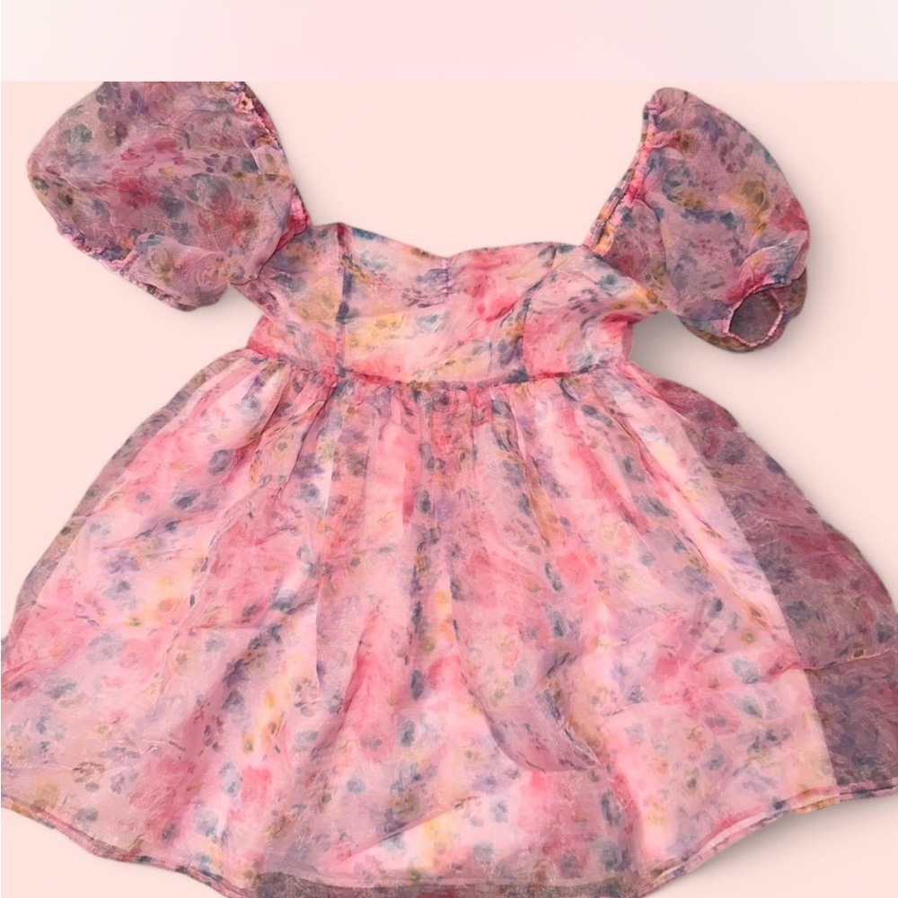 Floral Pink Puff Sleeve Dress